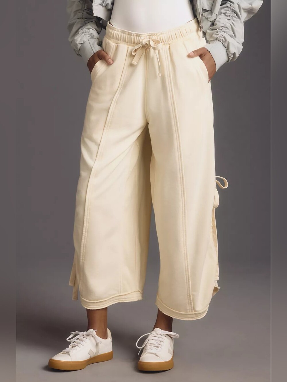 ISO * Daily Practice by Anthropologie Daia Ruched Cropped Trousers M OR L